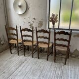 Set of rustic Provençal mulched chairs