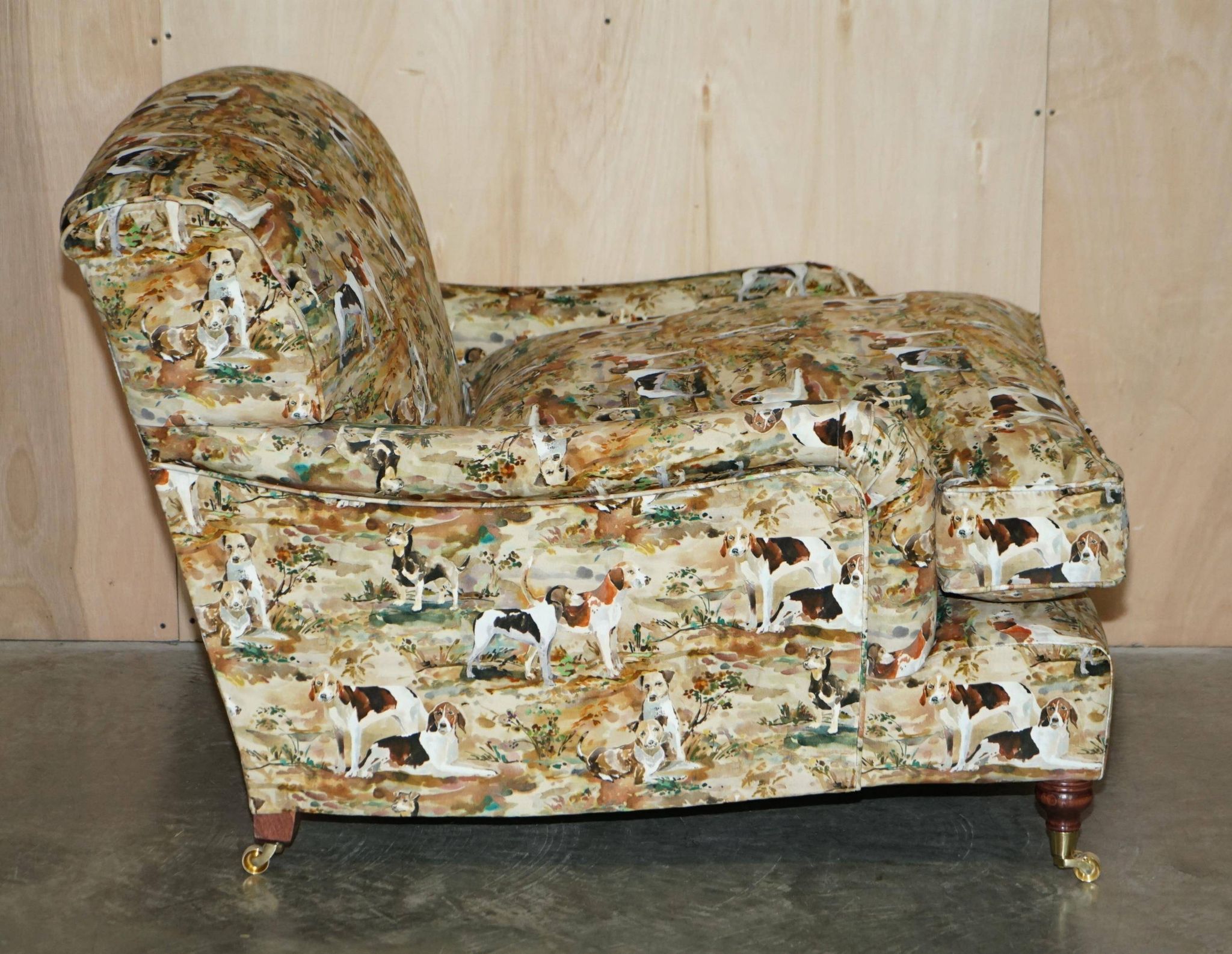 Pair of Howard Custom Love Seat Armchairs in Mulberry Silk Velvet
