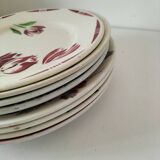 Set of 8 ironstone plates with coordinated designs.