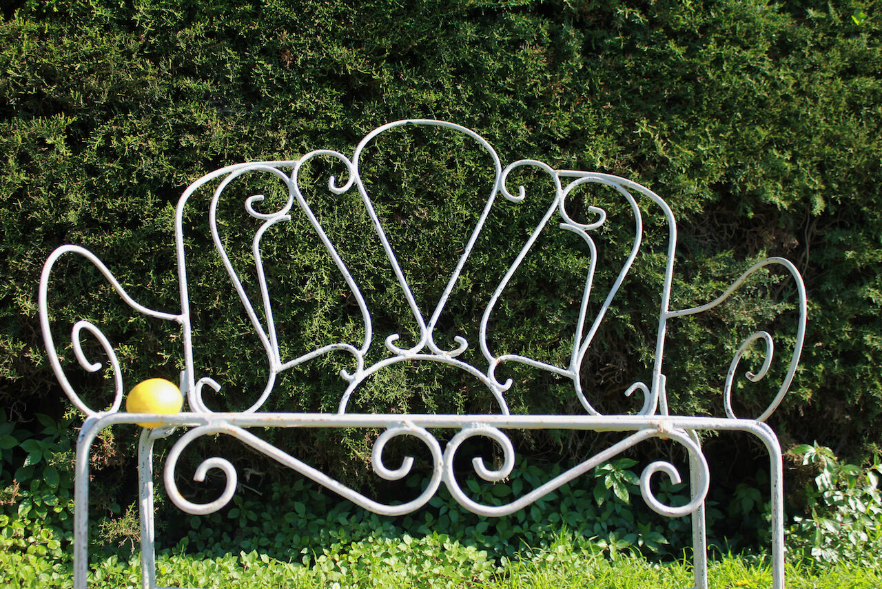 Old wrought iron bench