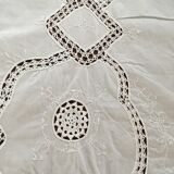 Tablecloth rectangular white cotton embroidered