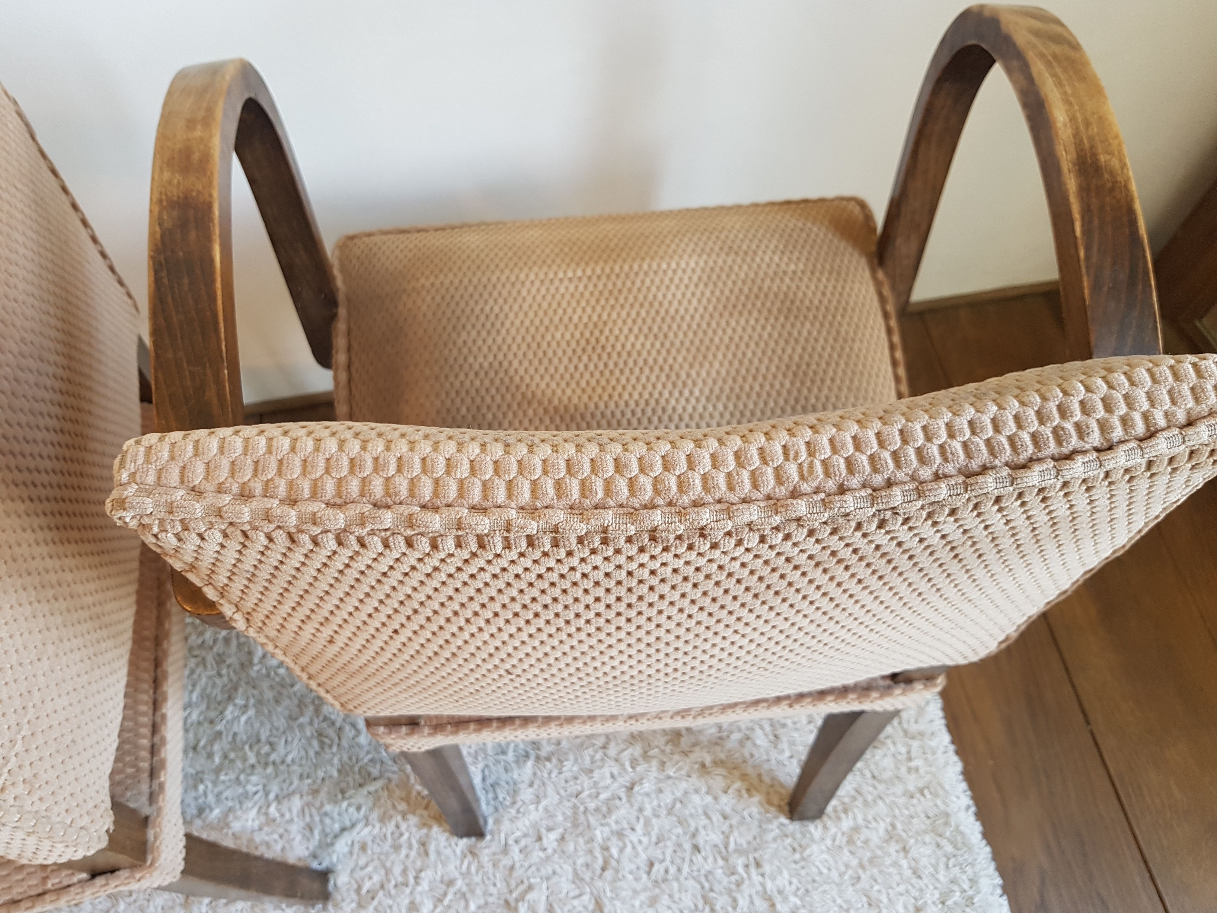 Pair of vintage bridge armchairs-circa 1960-wood and velvet