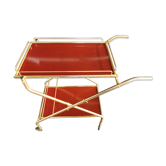 Vintage rolling dessert in gold metal (bar on wheels)