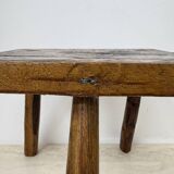 Brutalist solid wood side table , 1970s