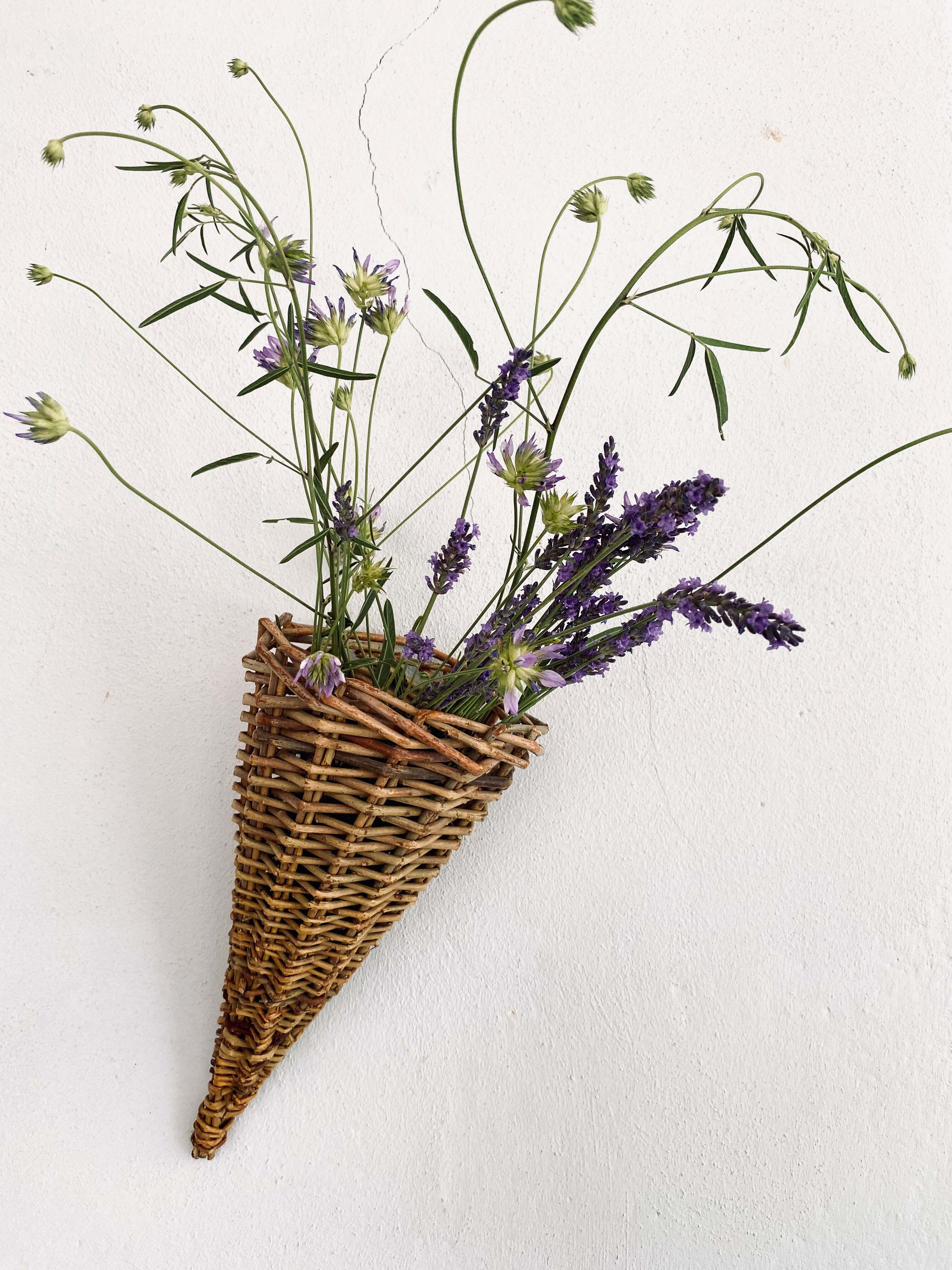 Decorative wall basket, wicker