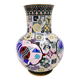 Vase cloisonné chinois Jingfa coloré avec base en laiton
