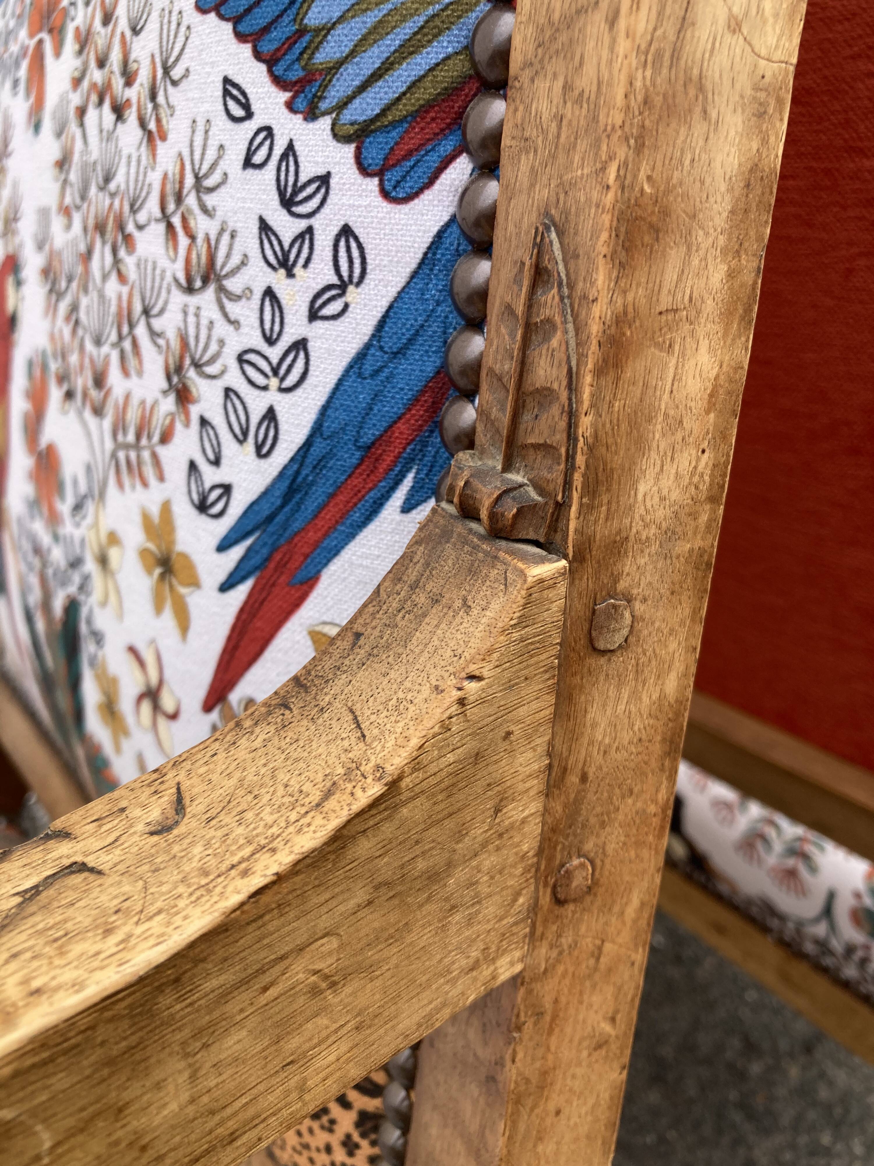 Set of four reupholstered Directoire period armchairs.