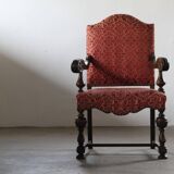 Vintage 19th century Danish Baroque oak armchair - Louis XV style