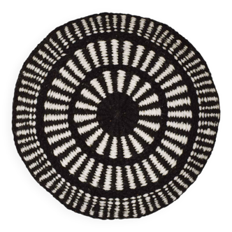 Coussin rond 100% pure laine motifs noir