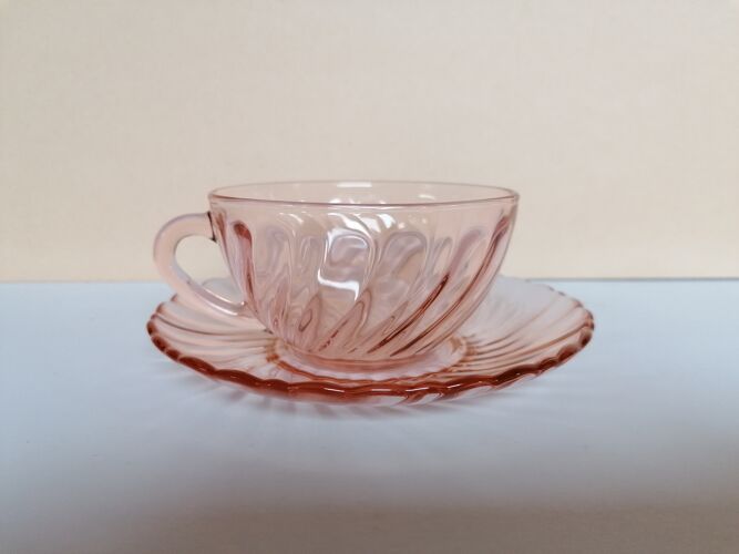 5 cups cappuccino glass pink arcoroc