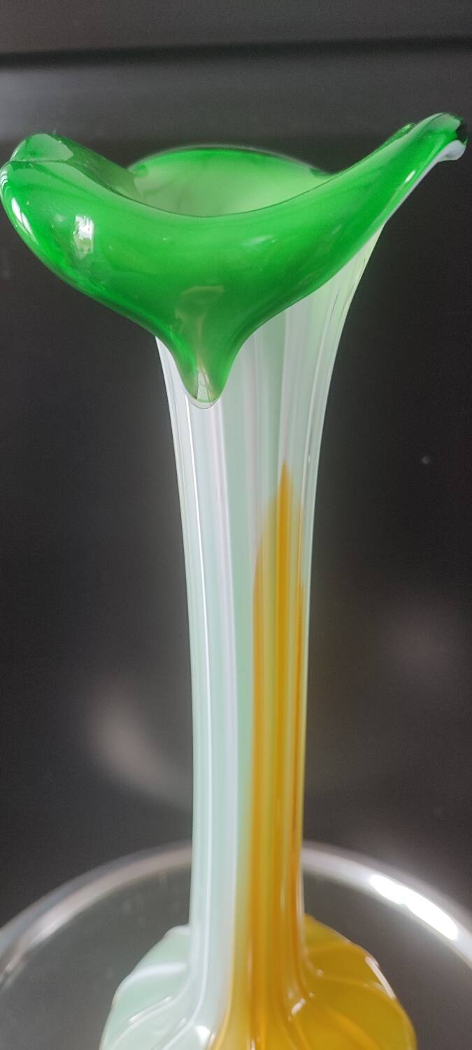 Large blown glass vase, artistic glassware from the 1970s.