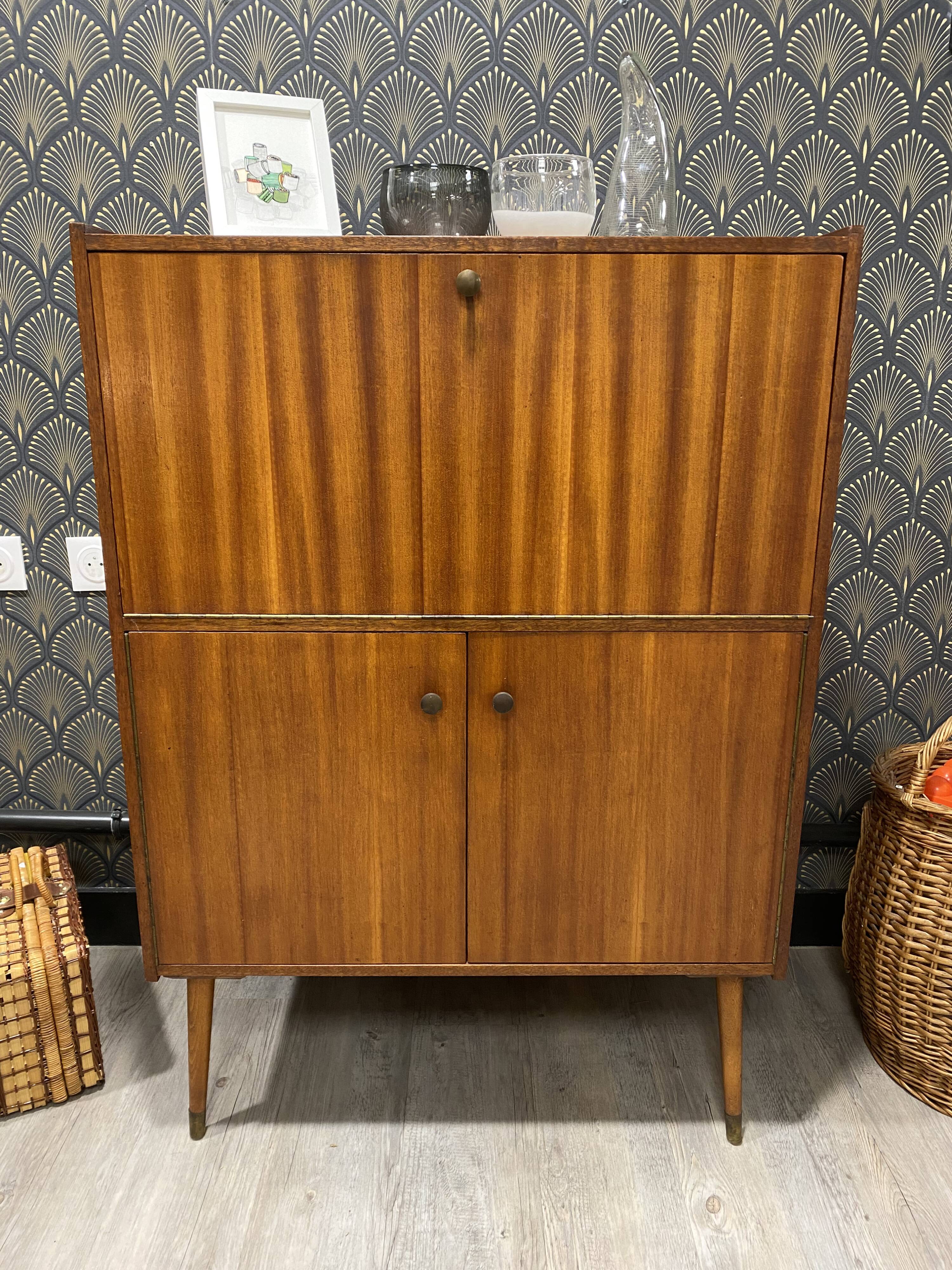 Vintage Scandinavian designer secretary in teak wood, 1960s