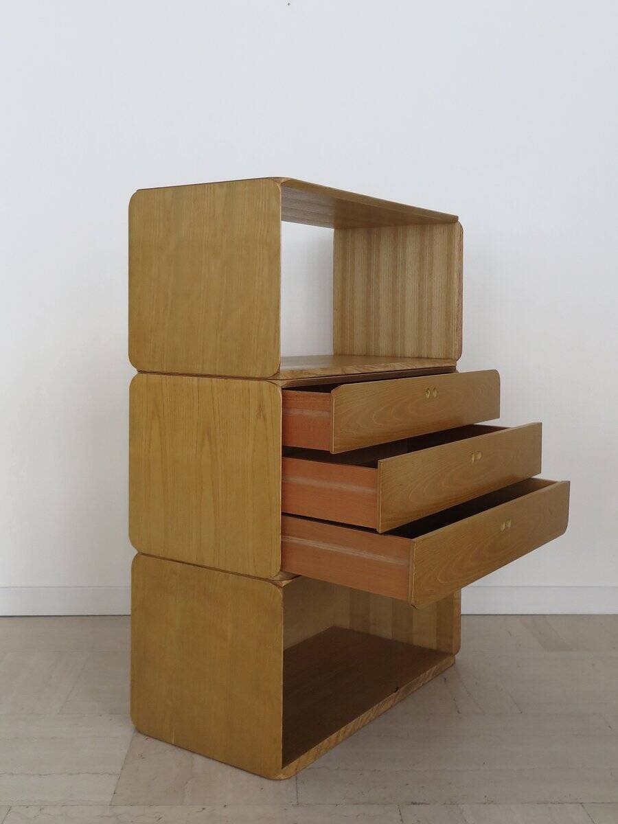 Italian Samara Series Modular Bookcase in Ash by Derk Jan De Vries for Maisa, 1970s