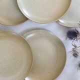 Set of 6 flat plates in sandstone, Sandstone village, vintage French