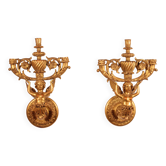 Pair of Gilded Wood Wall Lights - Italy - 19th Century