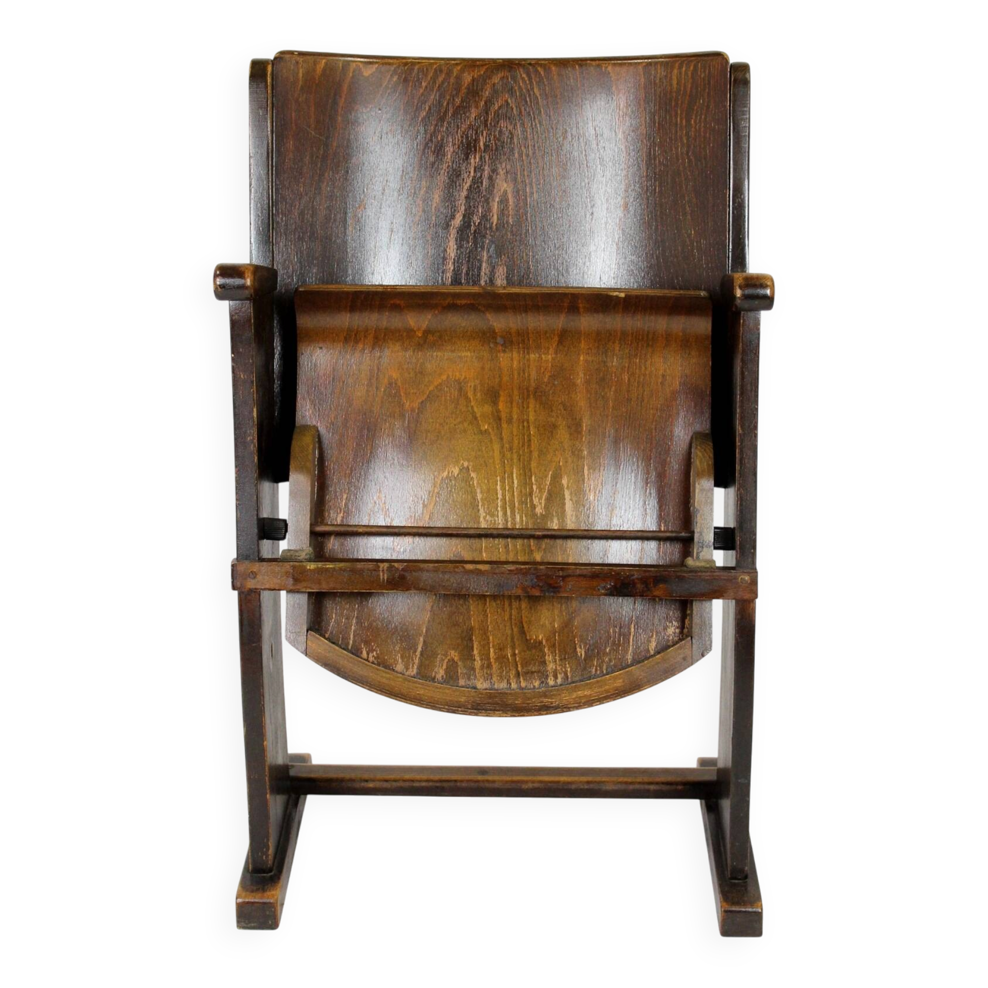 Vintage Cinema Chair TON (Thonet), 1940s Czech, Wooden Theatre Seat
