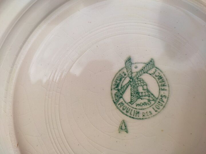 Plates Hollows Moulin des loups Service Tablecloth green lot 5 Old Vintage