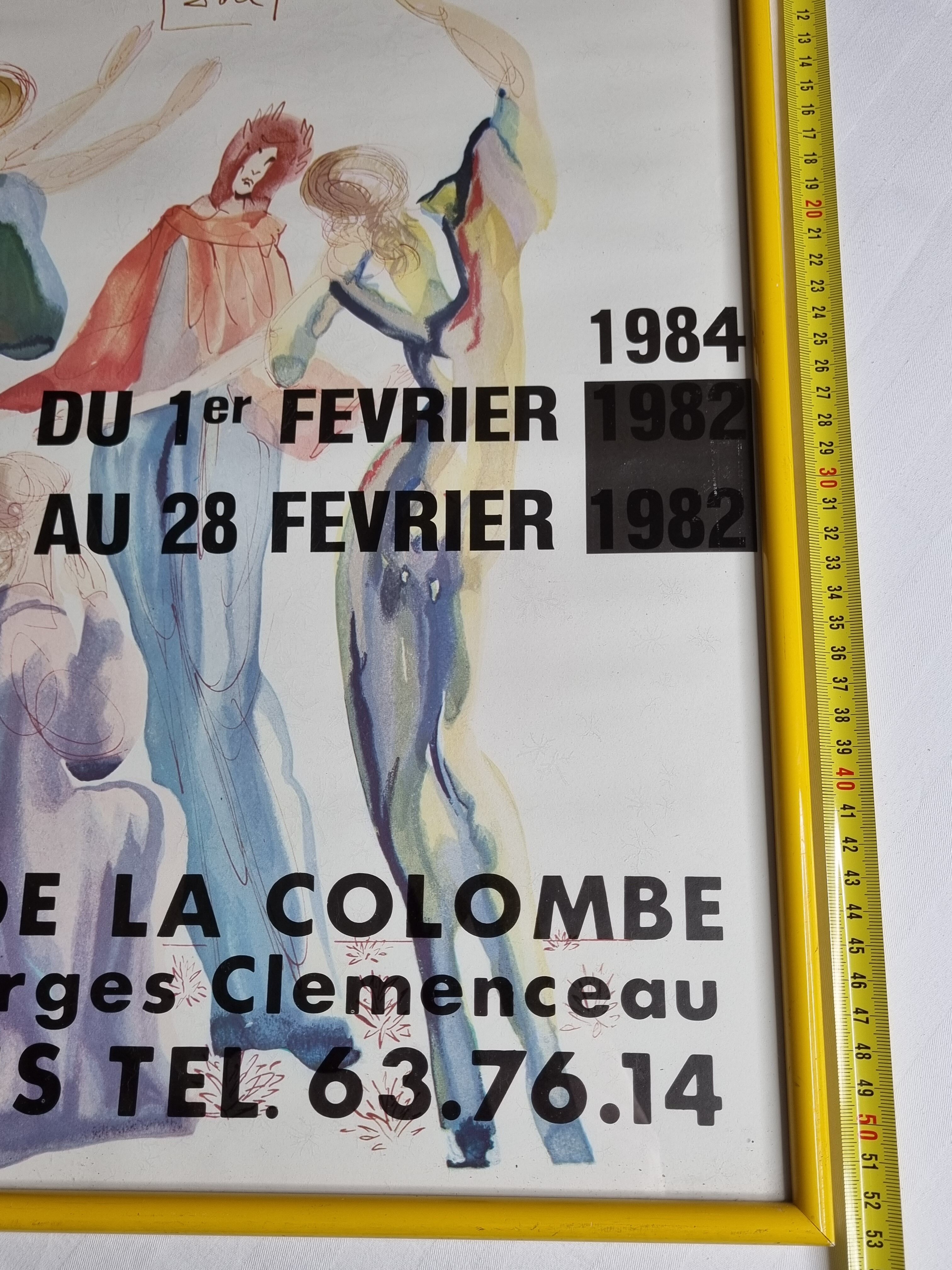 Dali exhibition poster, Galerie de la Colombe, Vallauris 1984 framed