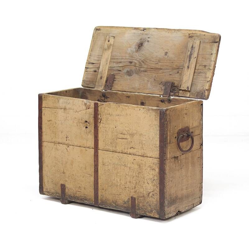 Antique 19th Century Primitive Weathered Painted Transport Chest