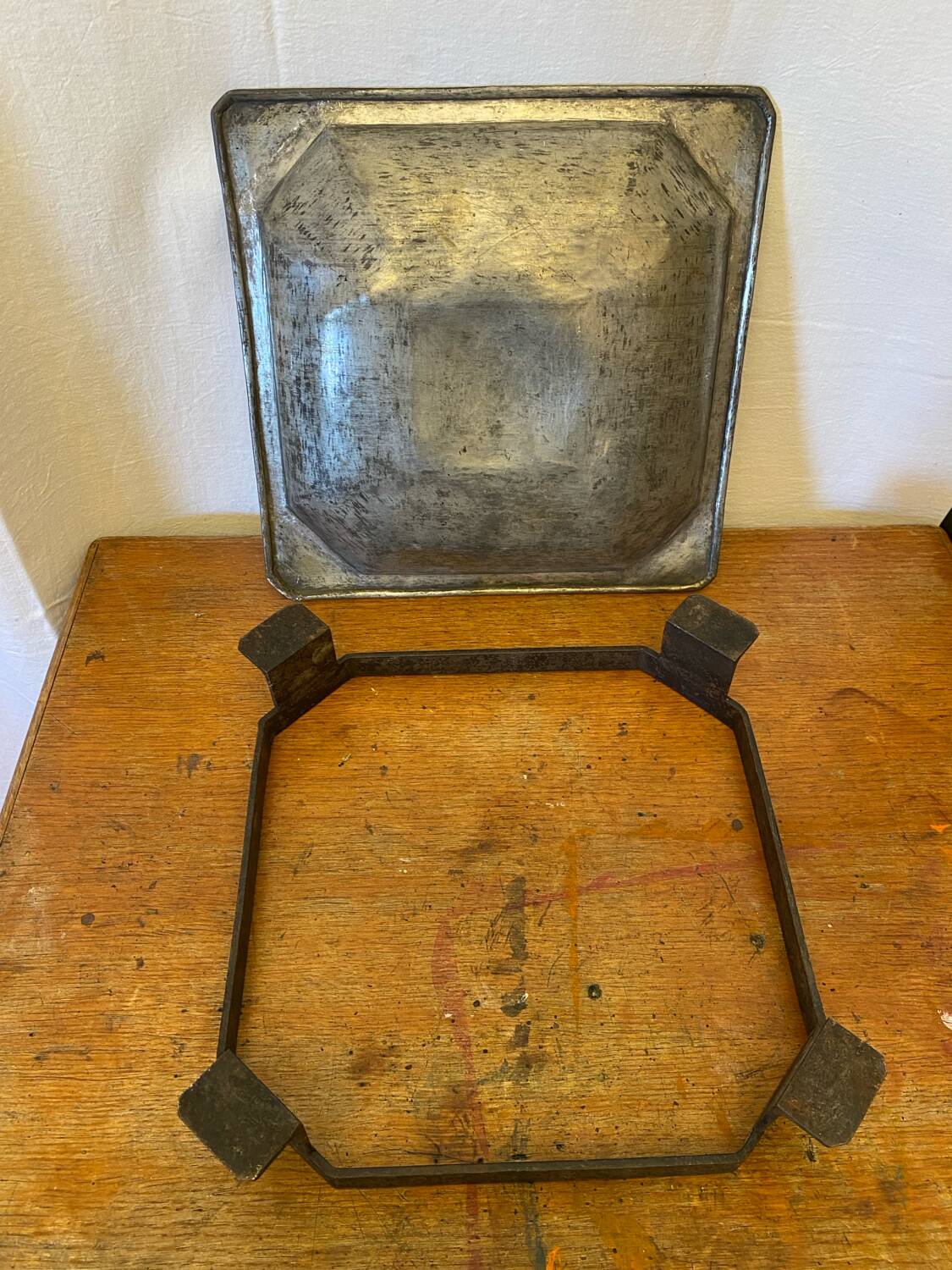 Antique Metal Centerpiece + Vintage Wrought Iron Stand