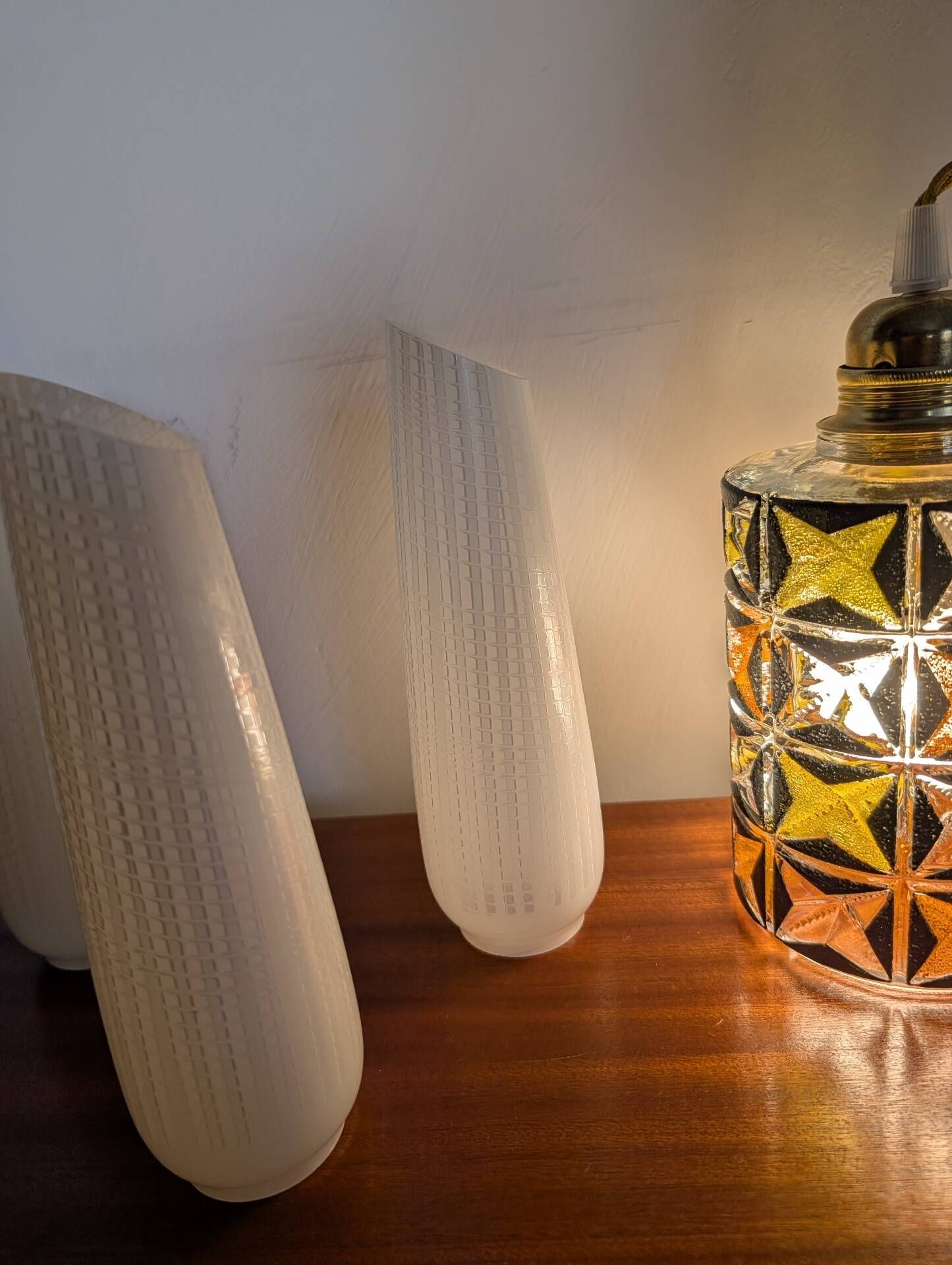 vintage opaline glass lamp shades from the 1970s
