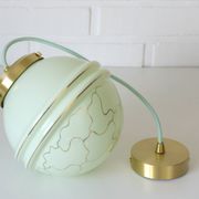Suspension Art Déco Redesign Antique Vert Menthe Lampe Suspendue Années 1930