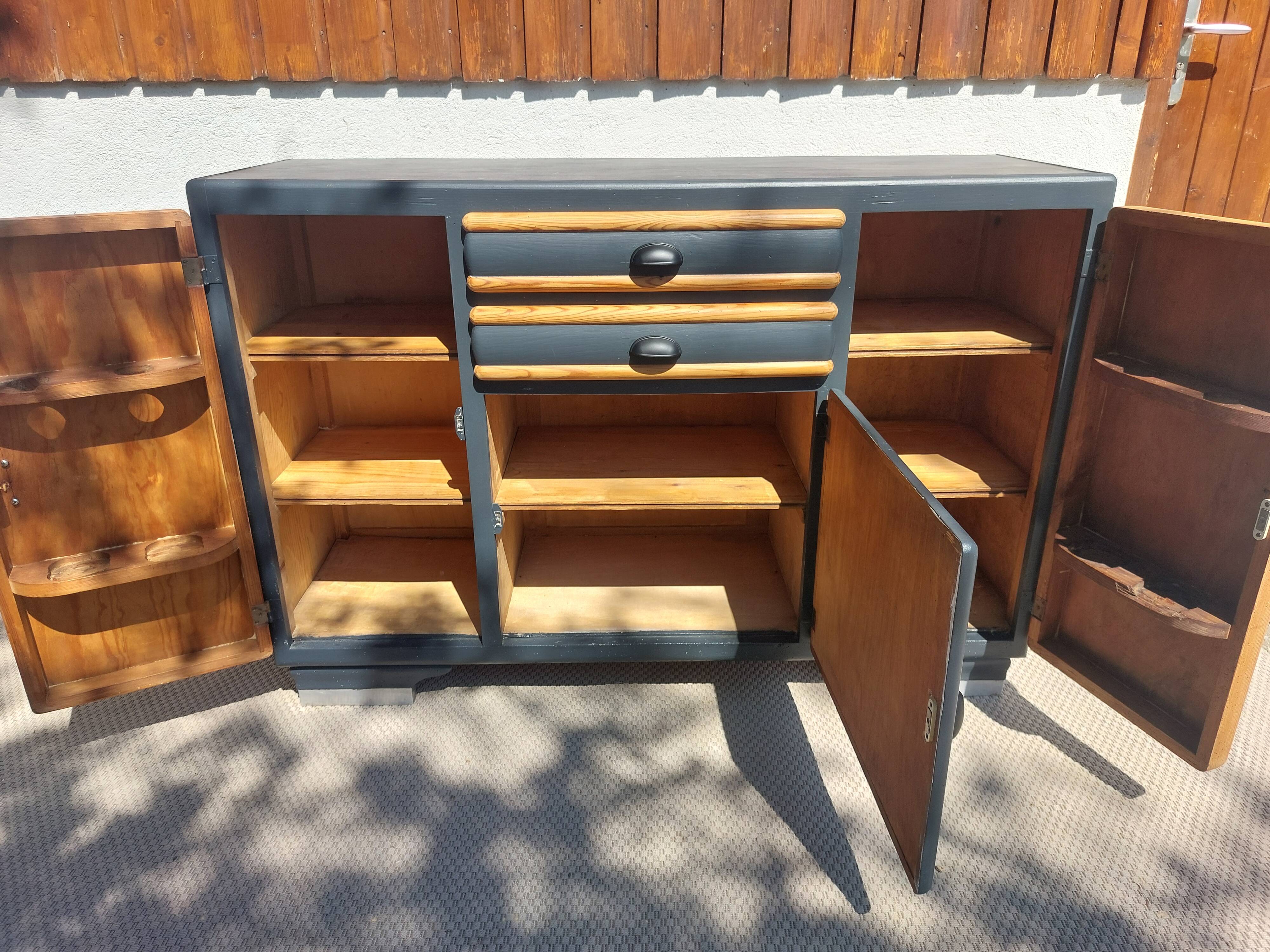 buffet Mado bois poncé et gris anthracite