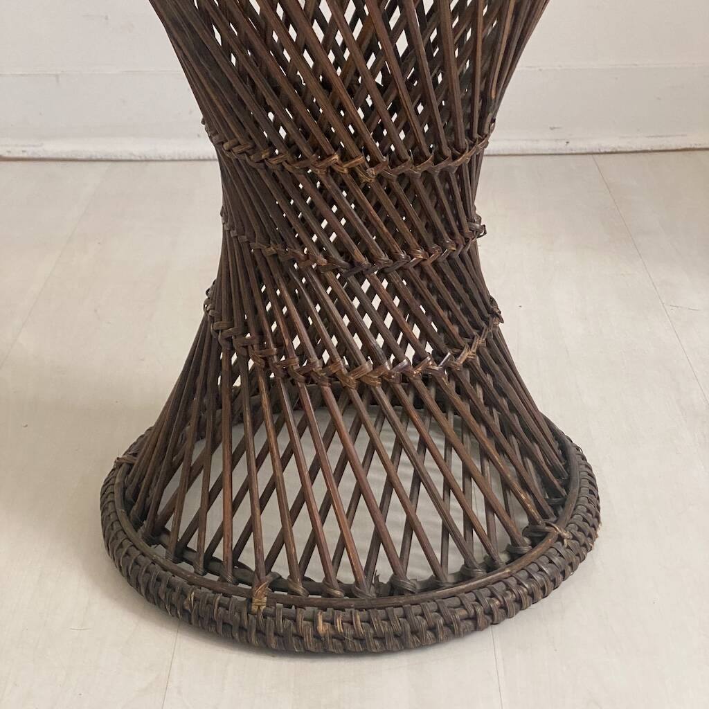 Vintage 1970s rattan tamtam diabolo stool