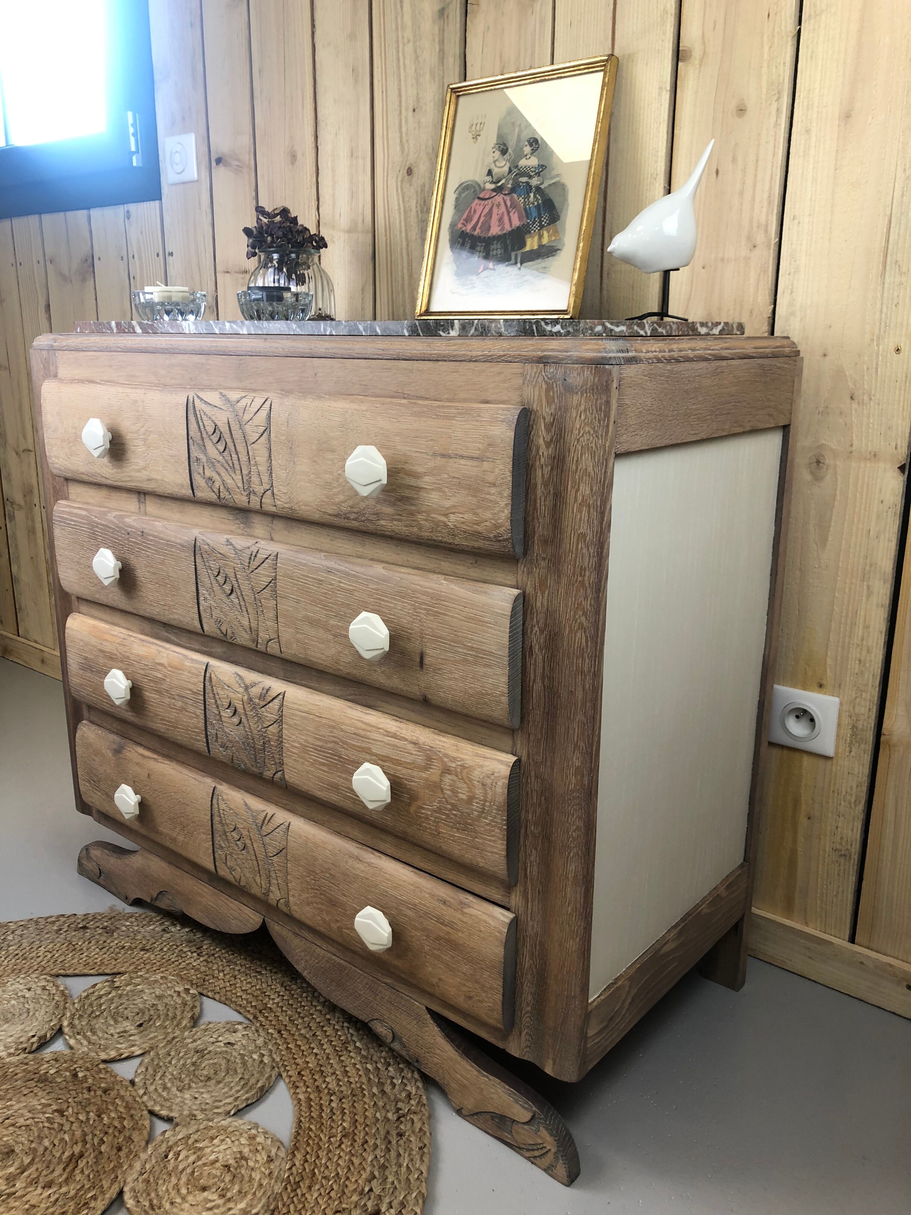 Art deco chest of drawers feet moustache restyled