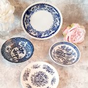 Set of 4 blue and white porcelain plates