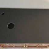 Vanity unit in solid walnut and Zimbabwean granite.