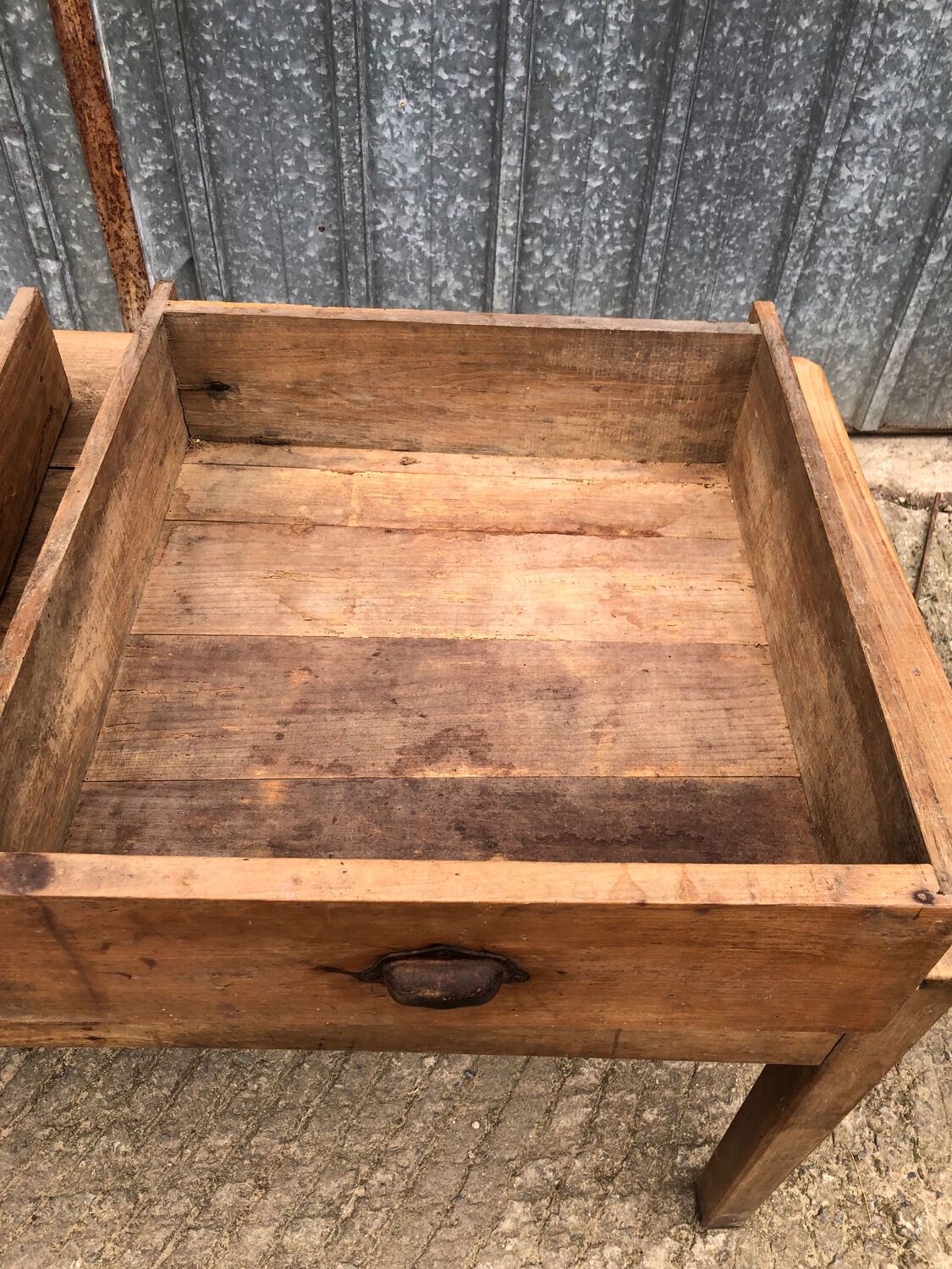 Antique cherry farmhouse table with 3 drawers