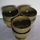 Set of 6 ice cut enamelled stoneware signed