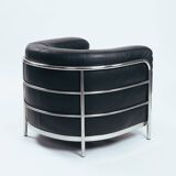 Zanotta onda black leather lounge chair, Italy 1980s