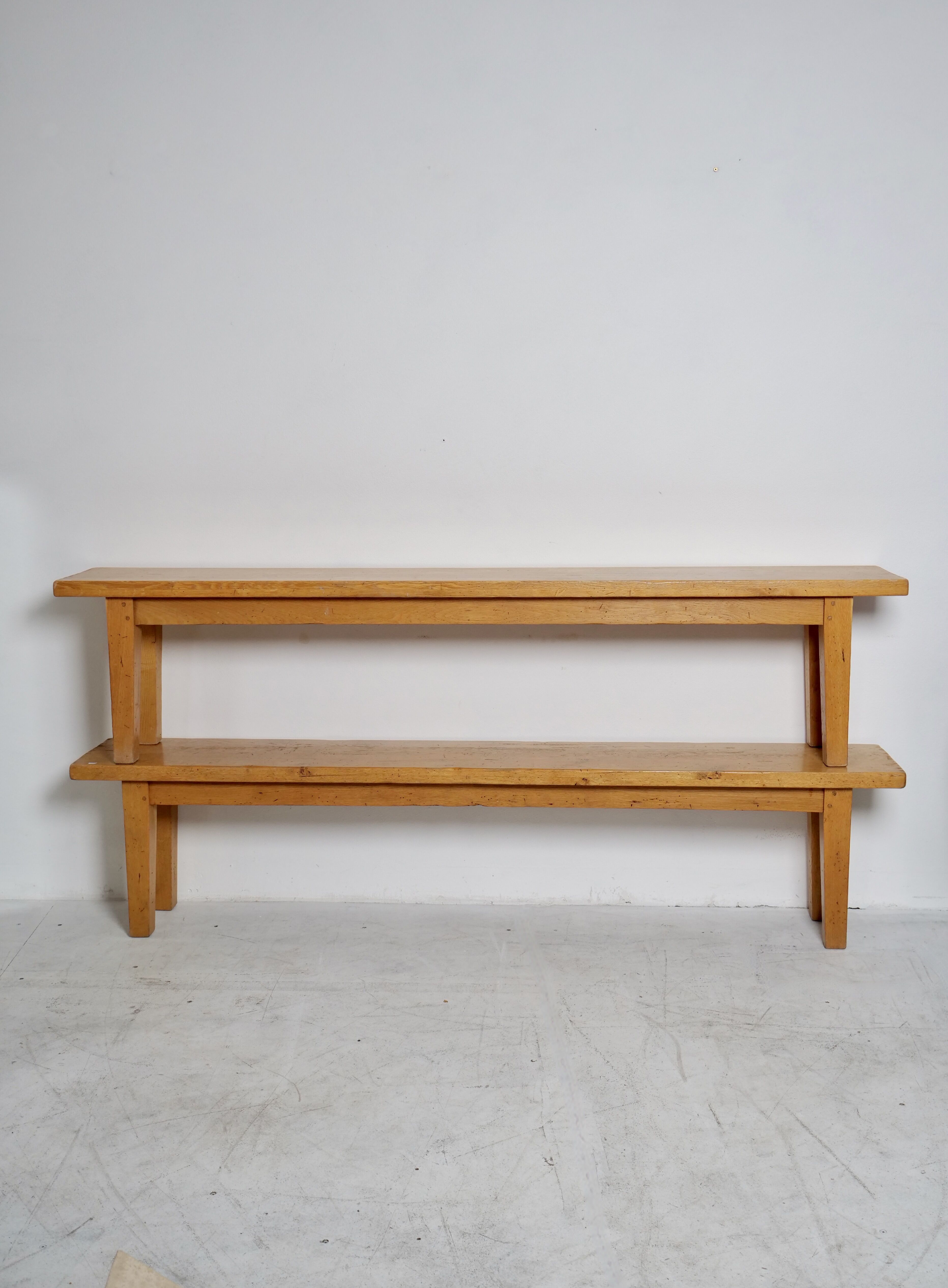 Pair of light oak benches