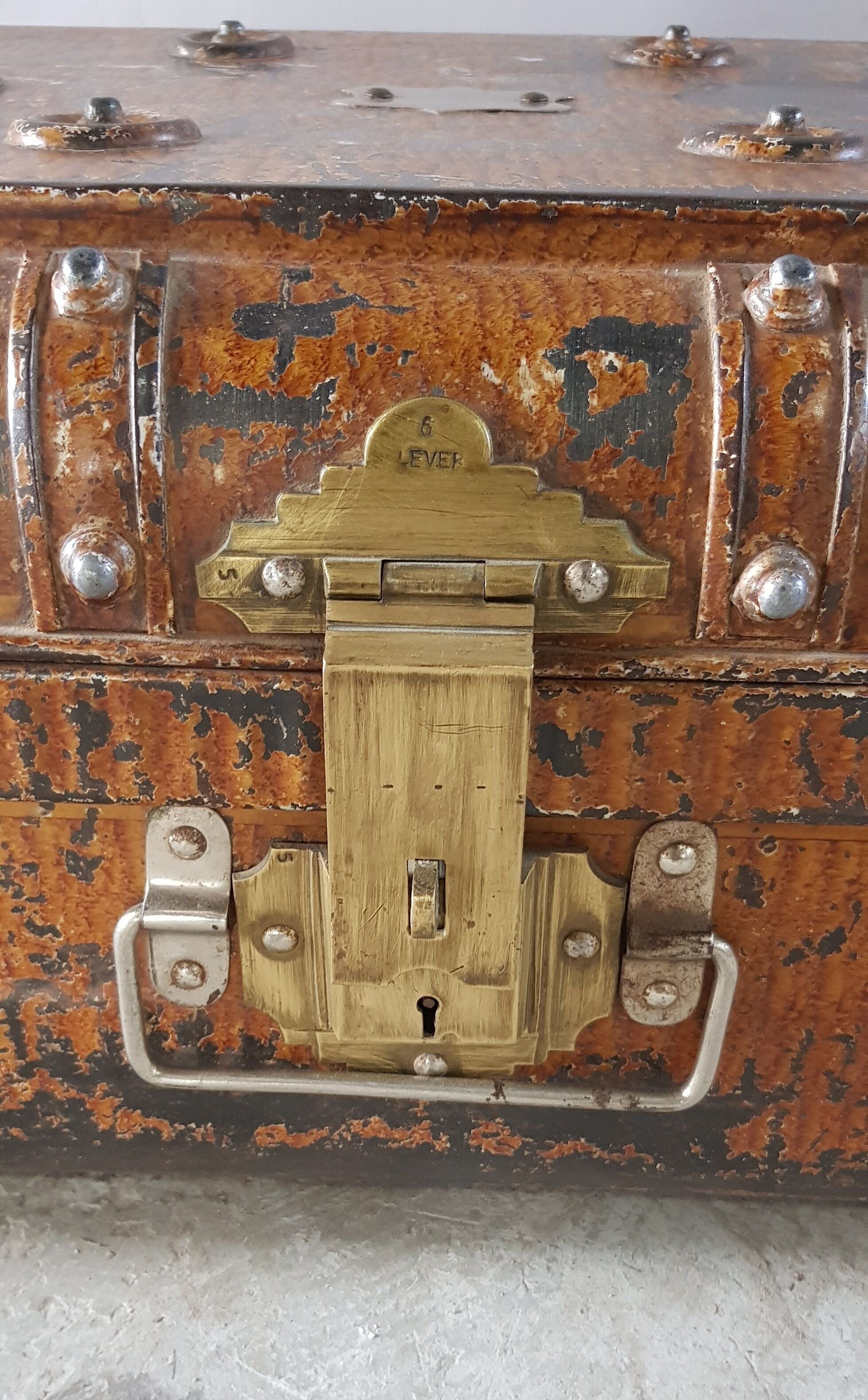 Ancient colonial travel trunk