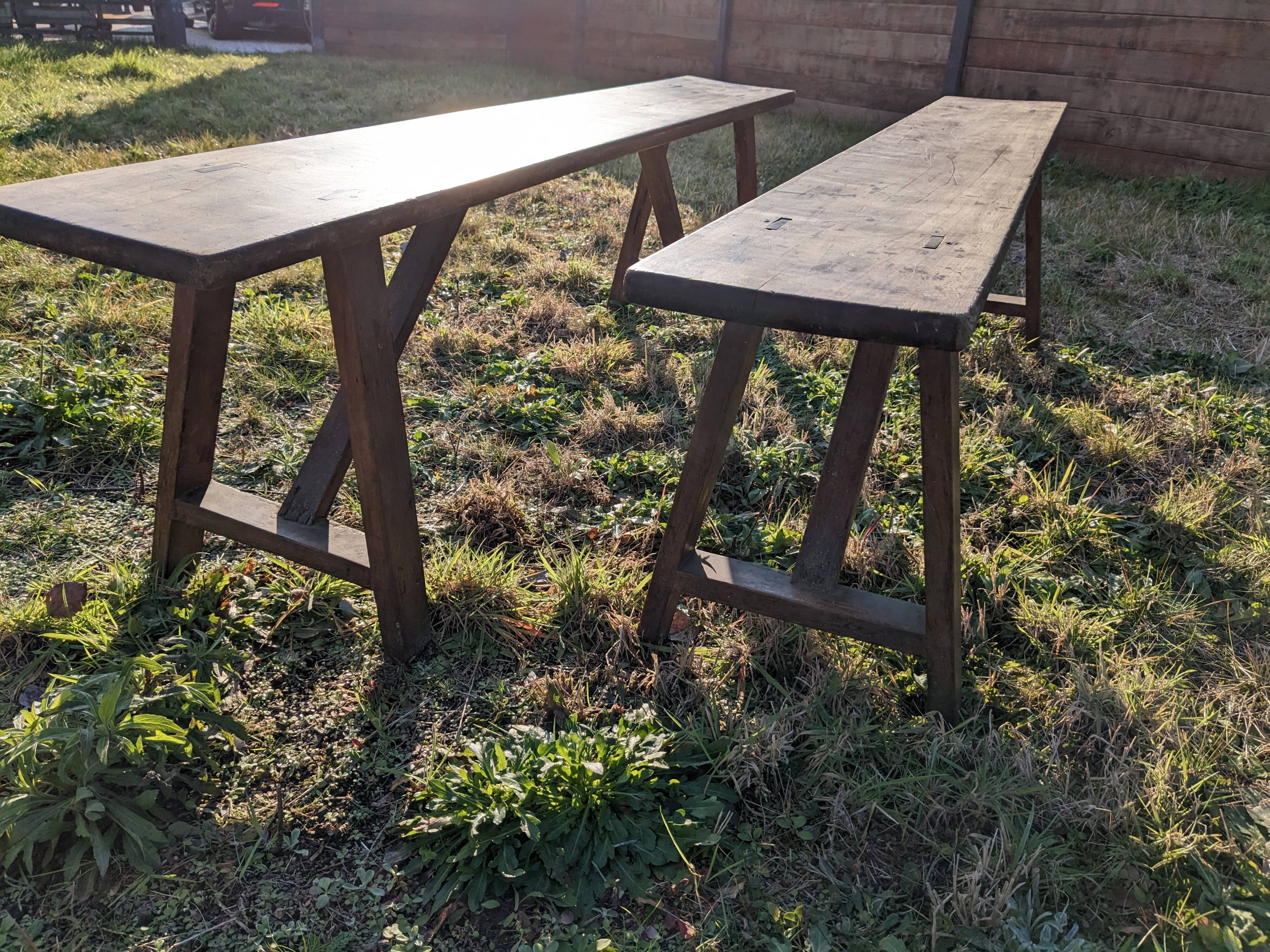 Solid wood truss bench