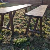 Solid wood truss bench