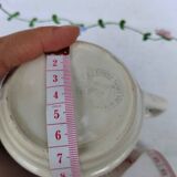 Cream pot brown grid decoration - Moulin des loups