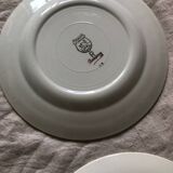 6 assiettes plates Ceranord Saint Amand Beaugency fleurs bords dorés et vert menthe