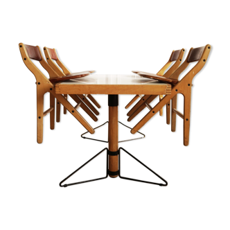 Table and 4 chairs by Marc Held edition Bessière, 1983