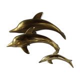 Family of dolphins in vintage brass