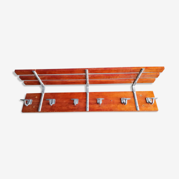 Aluminium patères wooden coat holder