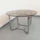 Vintage round dining table in smoked glass and chrome metal