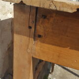 Raw wood farm table with drawer