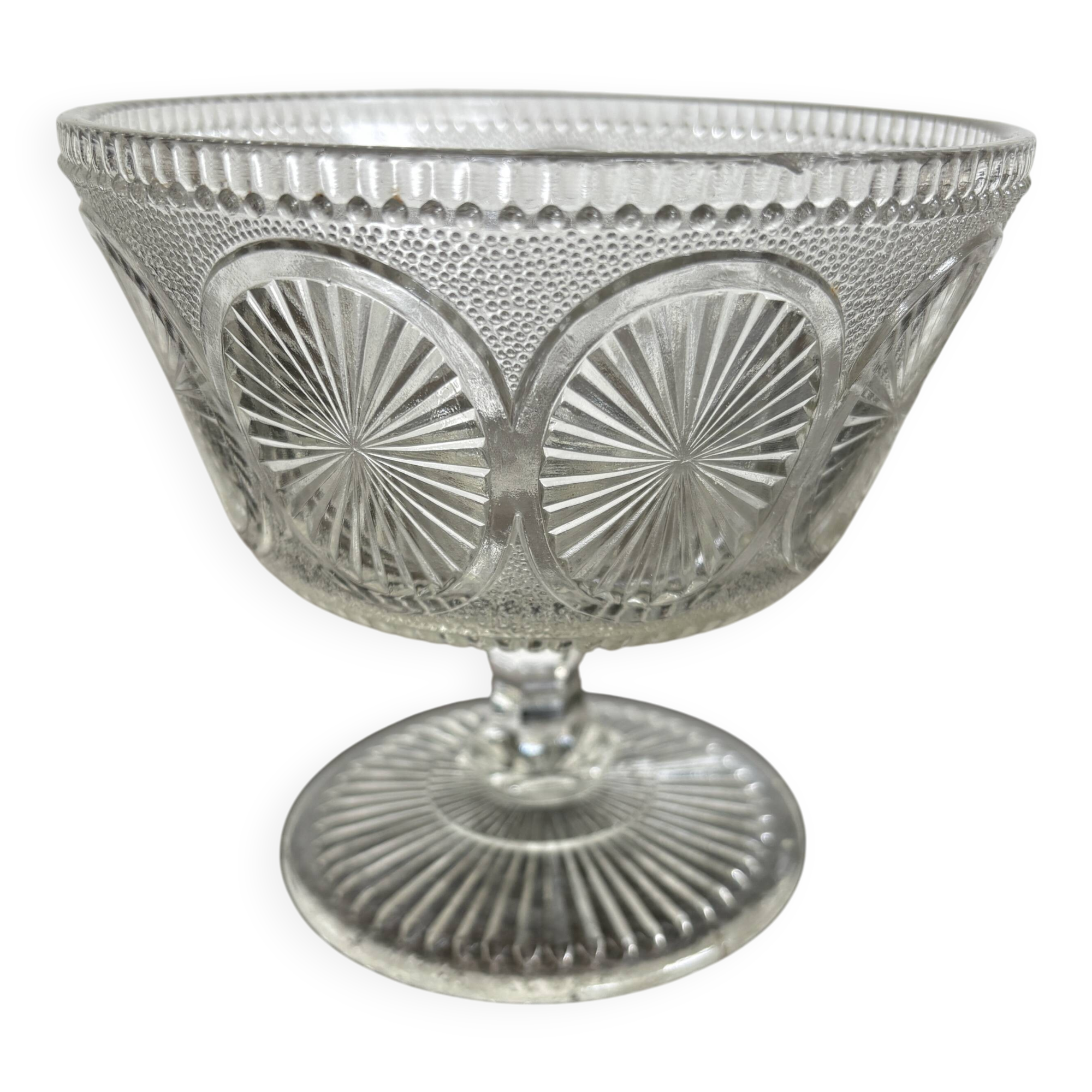 Antique glass bowl on pedestal
