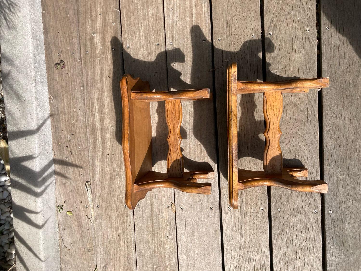 Set of 2 stools carved oak very sturdy top quality