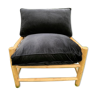 Lemon wood armchair, black velvet cushions
