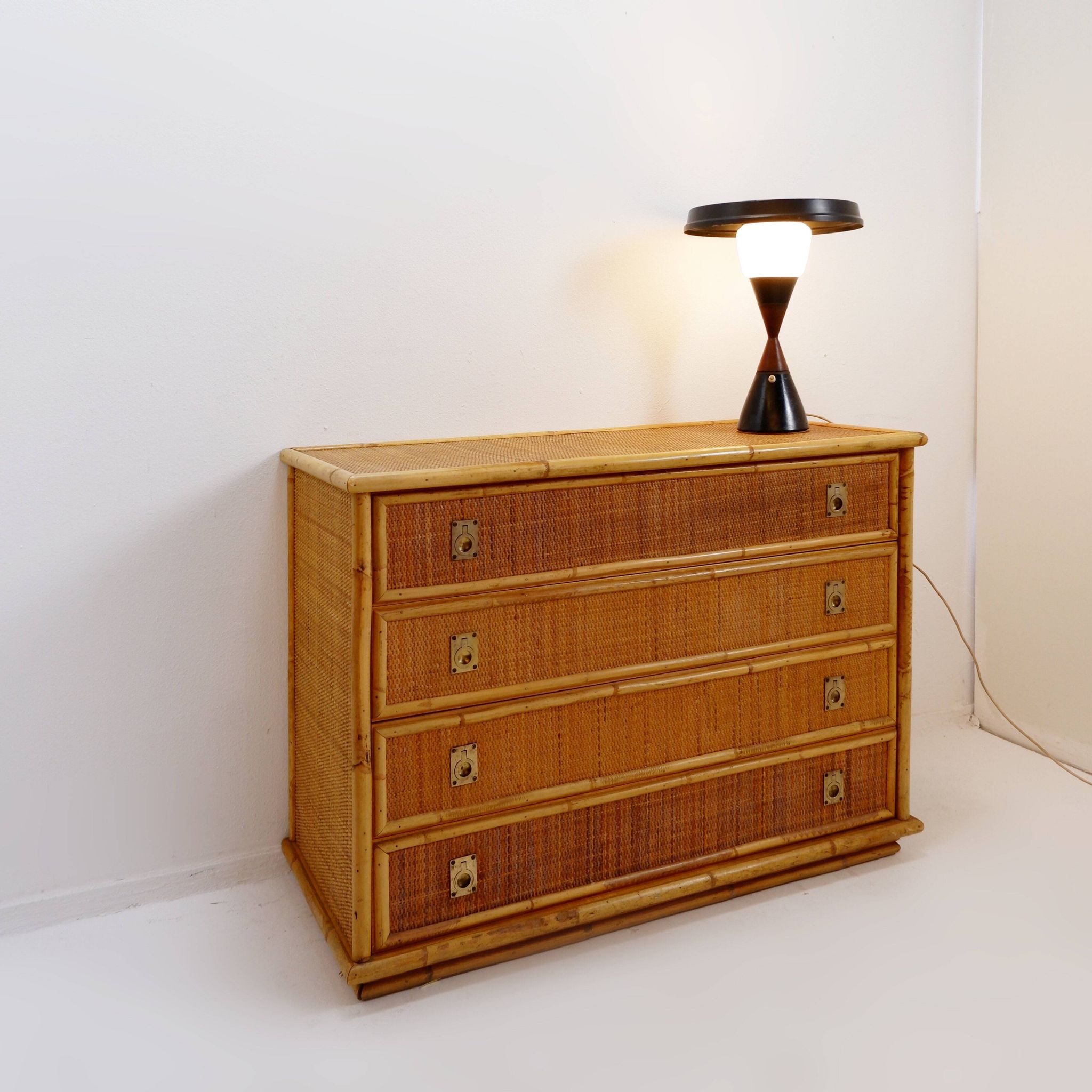 Dal Vera chest of drawers in bamboo and wicker/rattan, Italy 1960s