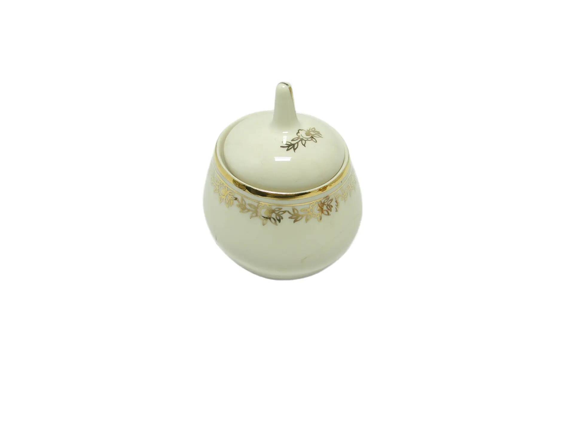 Ewa sugar bowl, modernism, ivory white porcelain, Poland, 1970s.